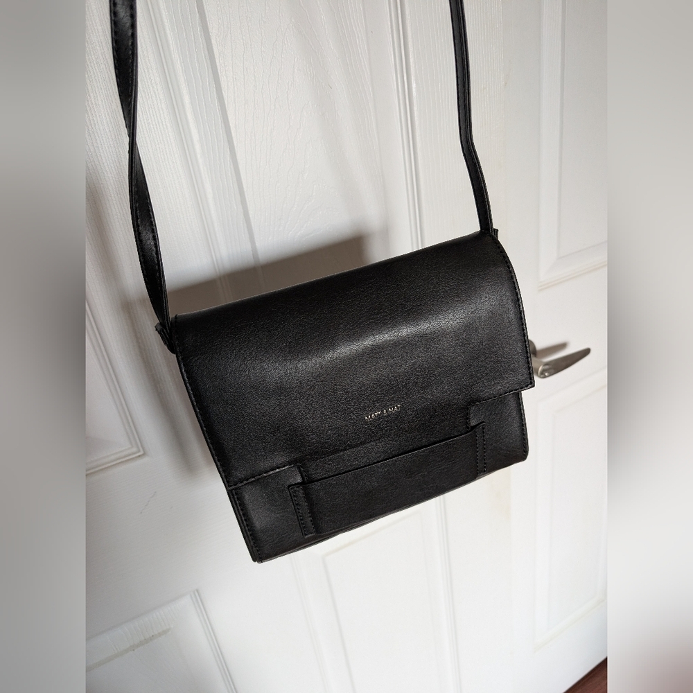 Matt And Nat Black Vegan Leather Crossbody Bag